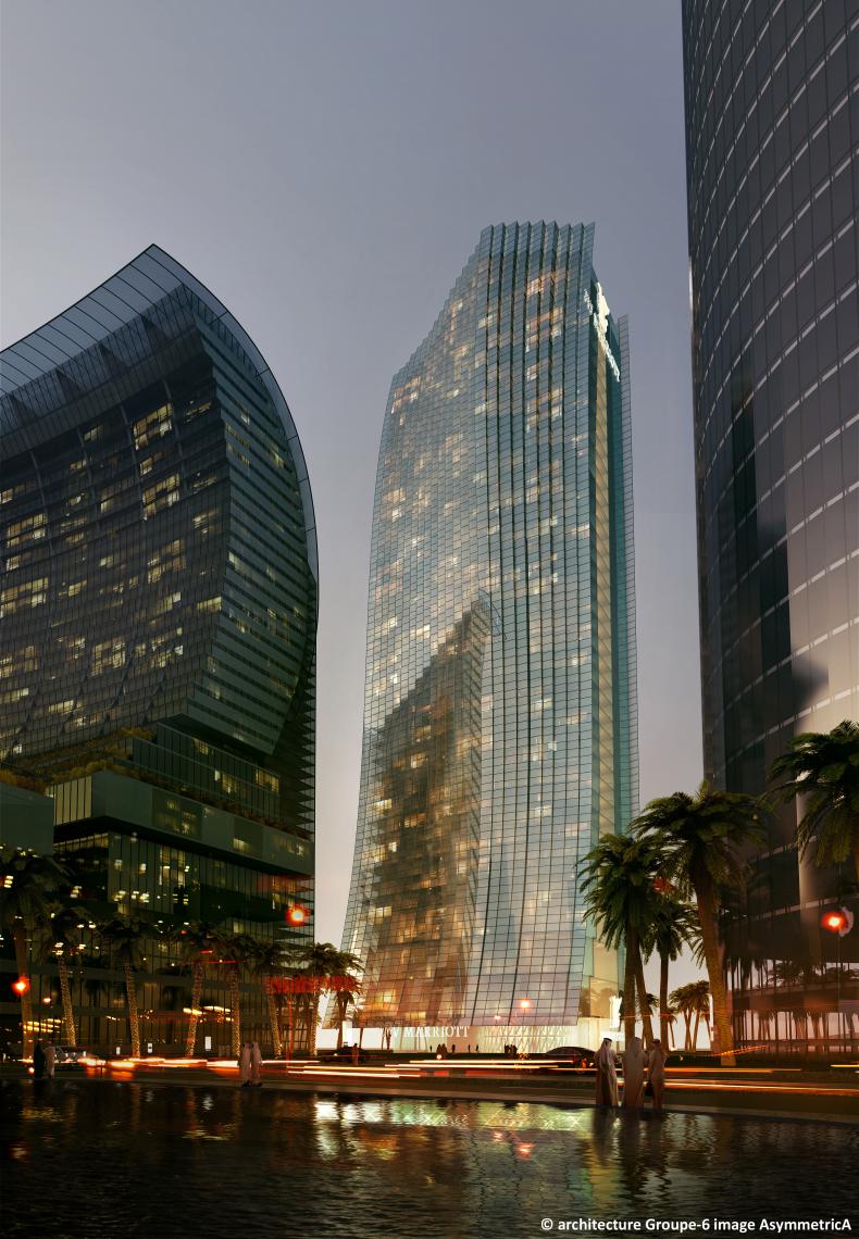 perspective architecturale © Groupe6_AsymmetricA Bahreïn tour multi-usages et hôtel