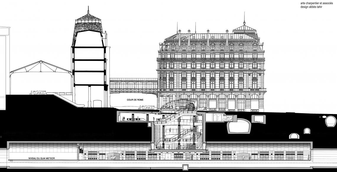 Coupe de la lentille dans son contexte © Arte Charpentier coupe de la lentille gare saint lazare