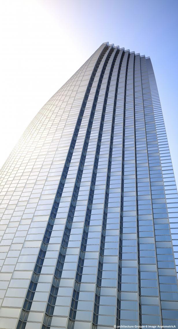 vue architecturale © Groupe6_AsymmetricA Vue 3D géométrie façade