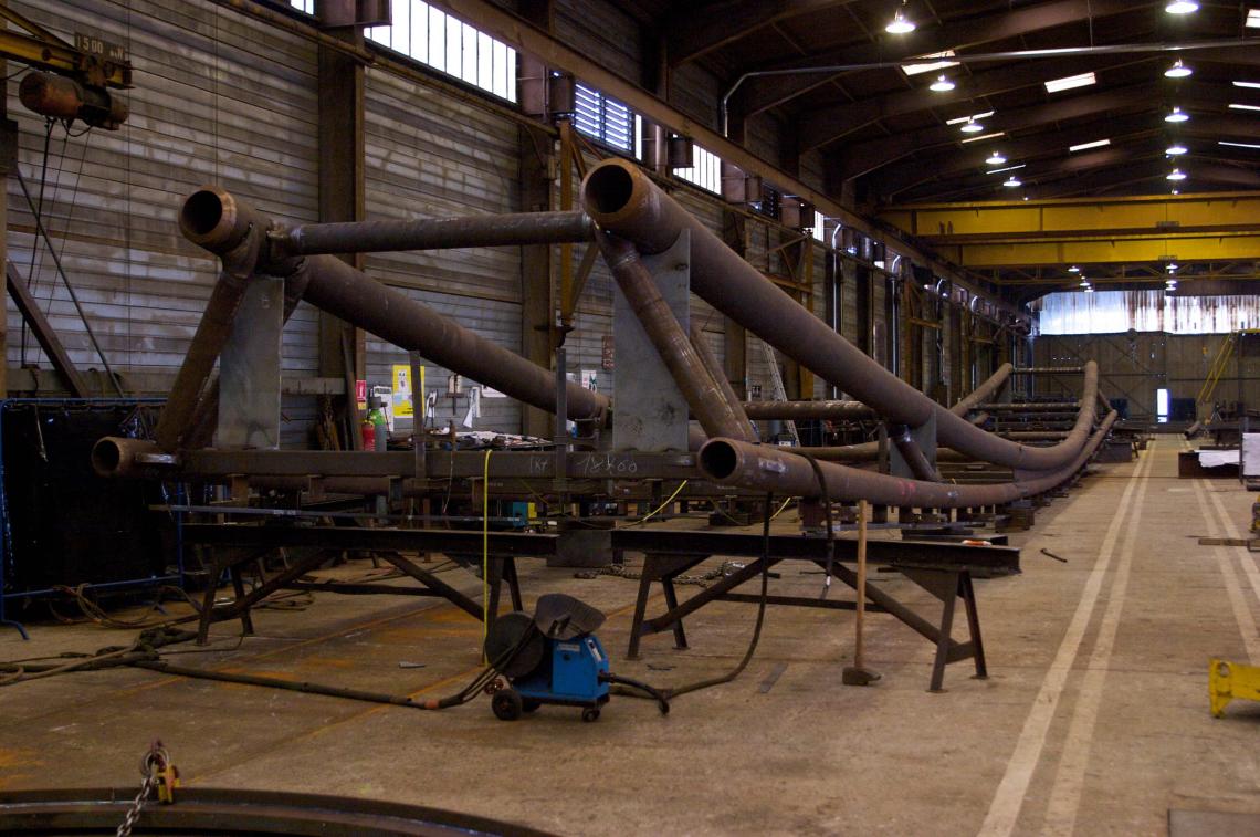Montage structure © RFR Structure passerelle Lyon Confluence