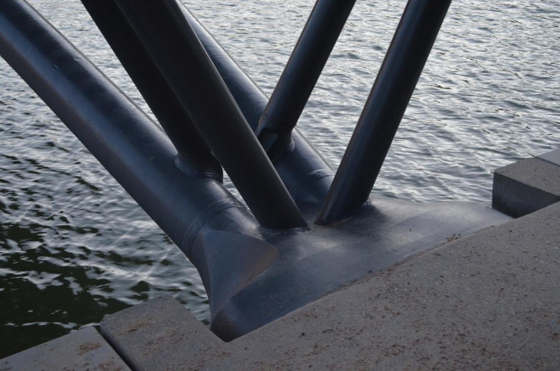 Abutment of Lyon Confluence footbridge