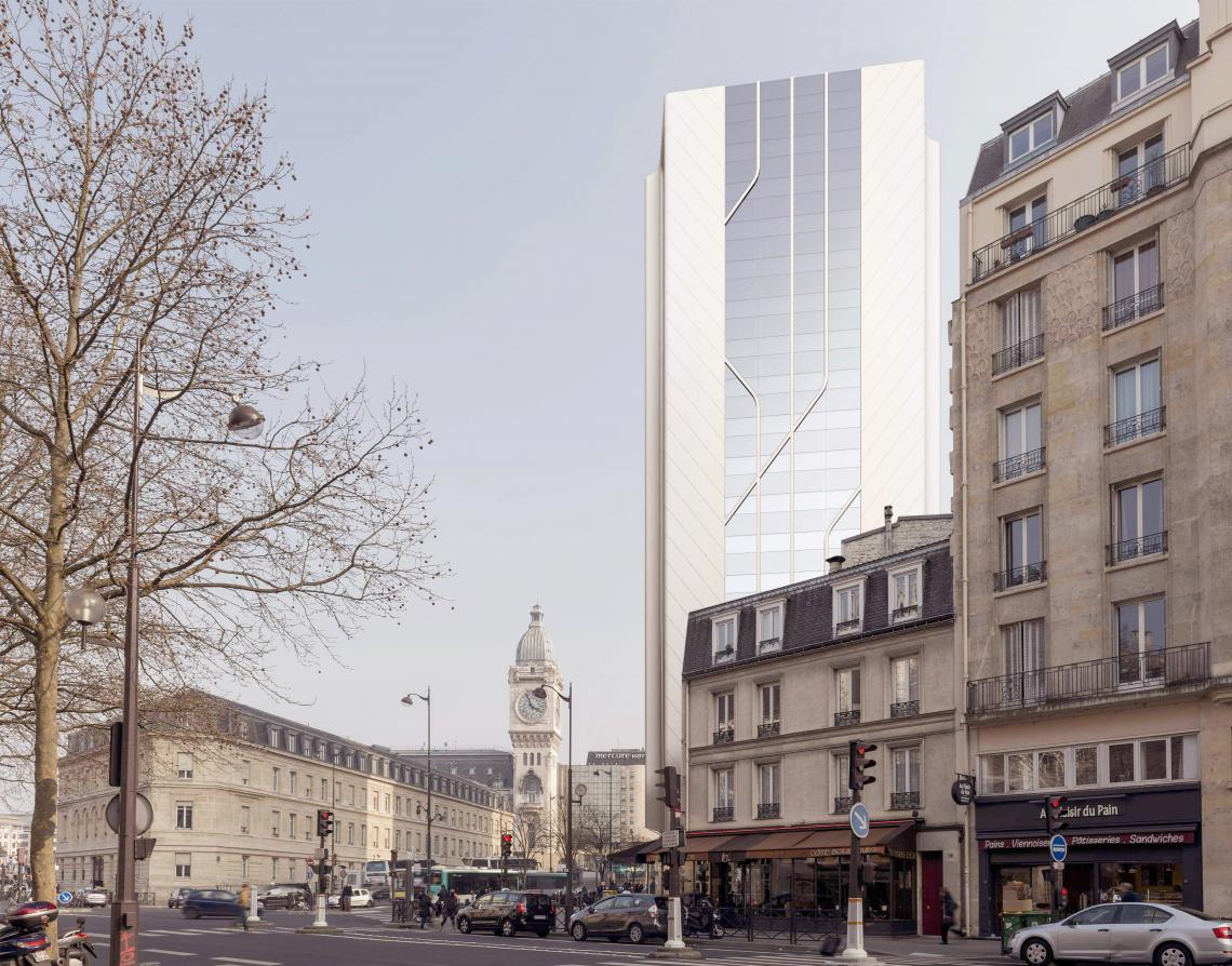 Perspective from boulevard Diderot © Studios Architecture Tour Paris Lyon hotel