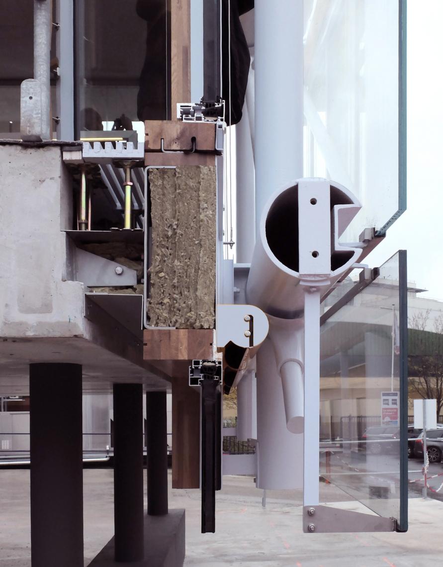Detail of timber prototype façade © RFR Maison des Avocats RPBW