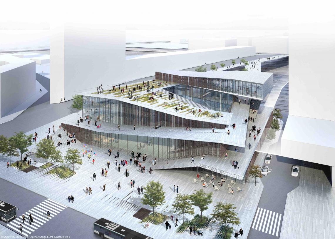 Kengo Kuma & Associates - images by L’autre Image Gare de Saint-Denis Pleyel, Kengo Kuma & Associates- vue aérienne