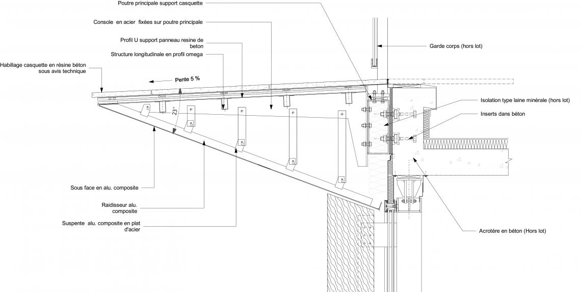 Gare de Saint-Denis Pleyel, Kengo Kuma & Associates - détail coupe