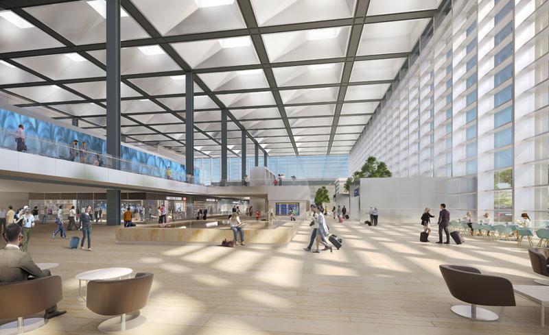 Aéroport de Marseille vue depuis la zone d'arrivée © Foster+Partners Aéroport de Marseille