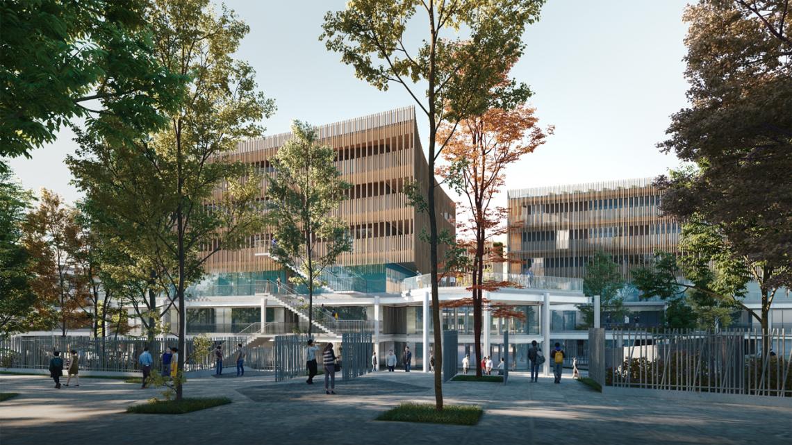 Vue de la grande entrée Open Source École d'architecture de Nanterre ©IT's Open Source