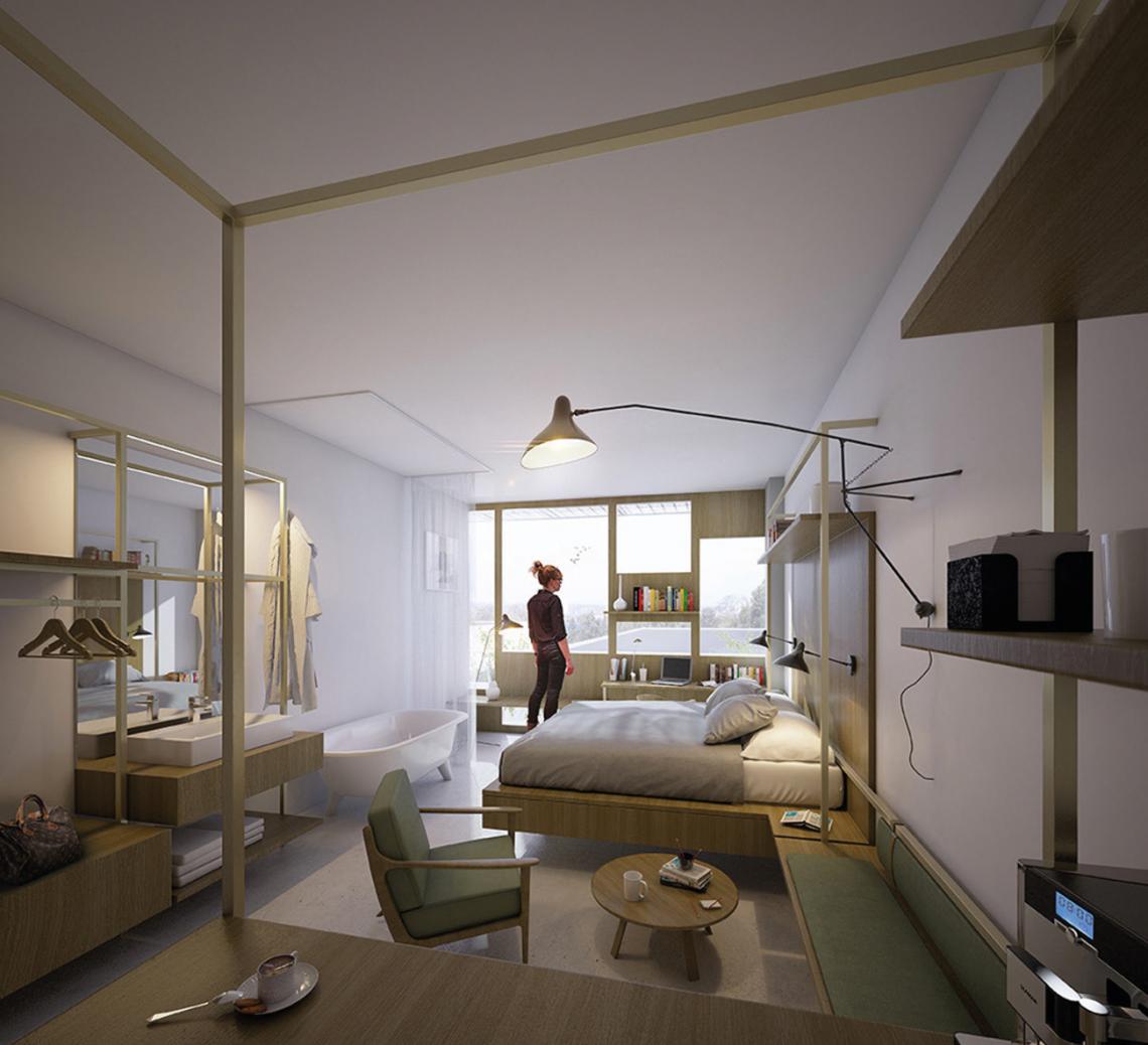 Hôtel Transfert vue des chambres © Think Tank architecture Hôtel Transfert