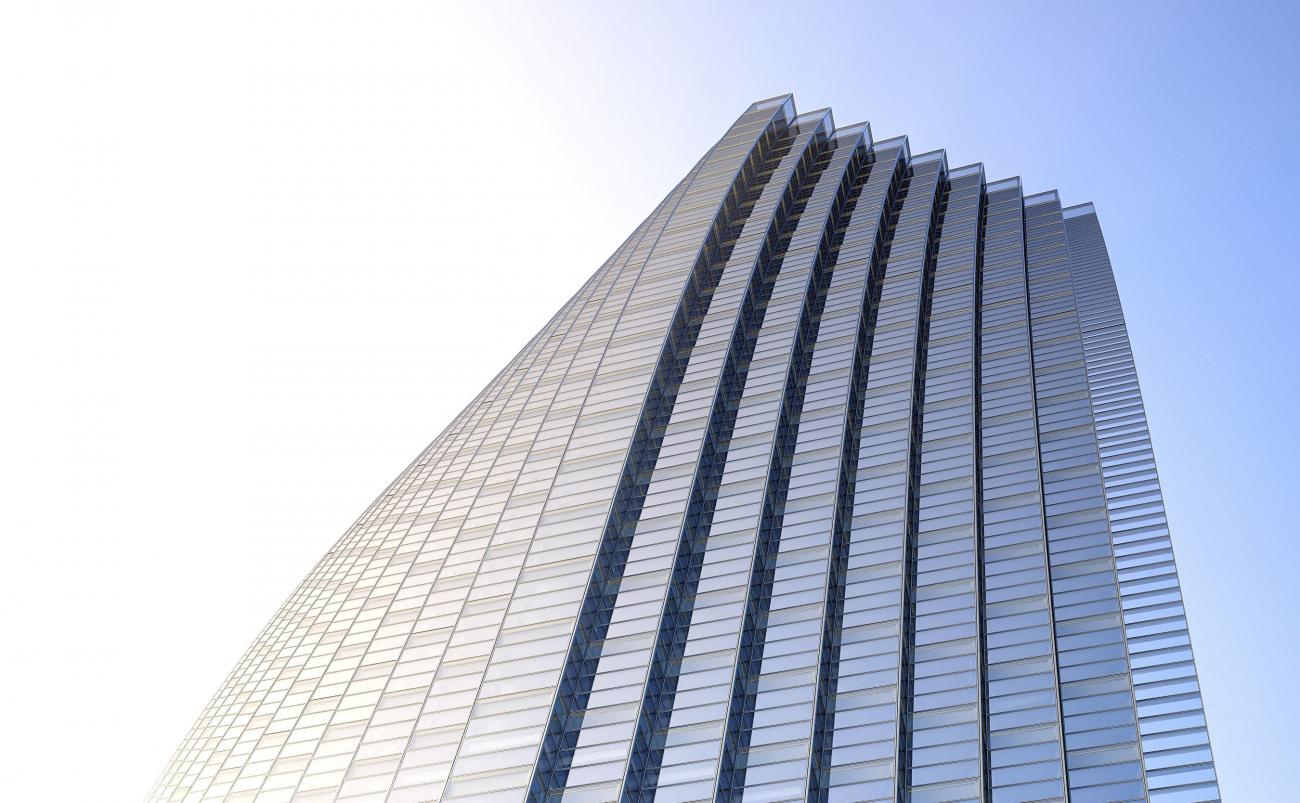 Architectural 3D view of top of tower