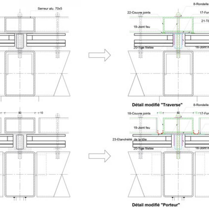 Détails traverse et porteur avant-après