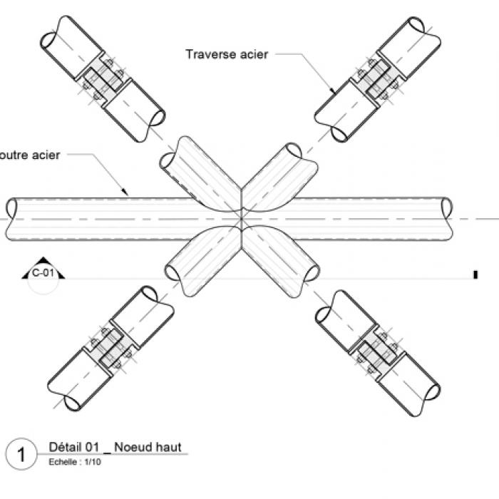 Détail nœud Verrière ETFE  