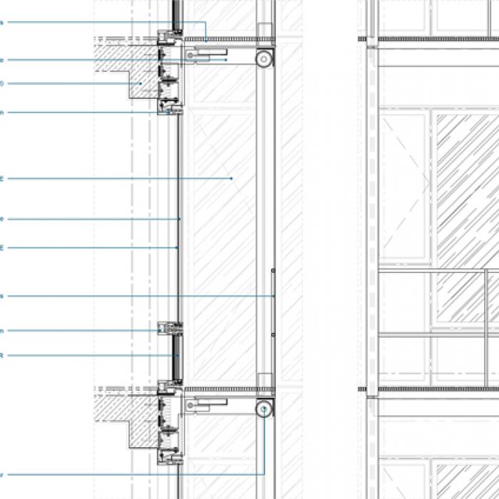 Hôtel Transfert  détail coupe façade courante © RFR 