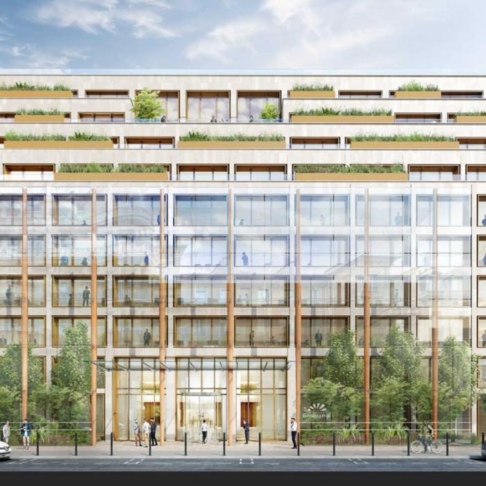 Réhabilitation complète du siège et extension de 1 000 m². Conception résiliente, durable et régénératrice. Qualité environnementale : HQE BD, BREEAM RFO 2016, LEED V4.1, BiodiverCity, WELL V2, E+C-, Effinergie Rénovation