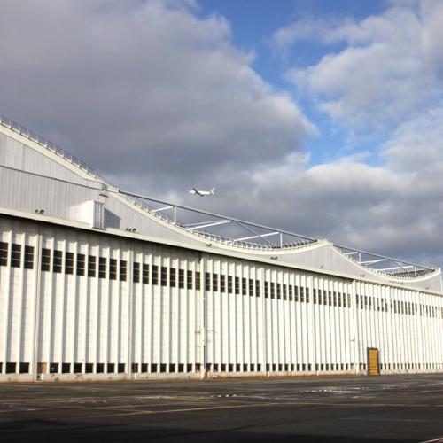 Monumental doors of hangar H2 at Paris Charles-de-Gaulle Airport
